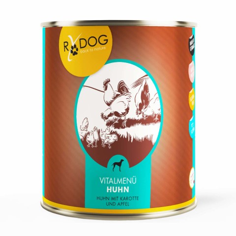 Hund Hundefutter Nassfutter RyDog Vitalmenü Huhn 800g 6 Stück -1- Anifit